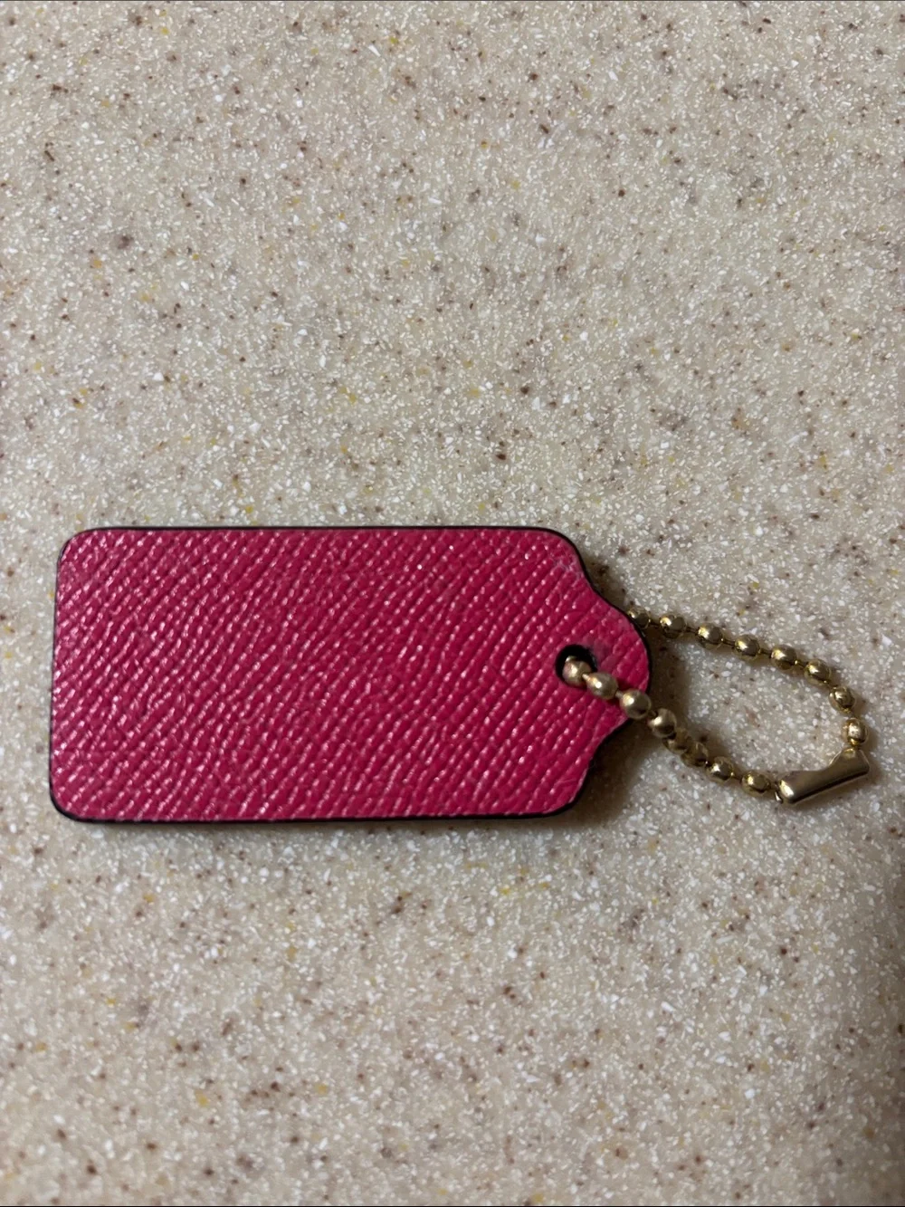 Coach Pink Leather Bag Hangtag with Gold Ball Chain